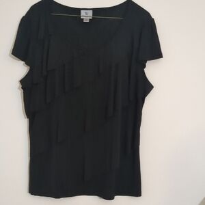 Black Ruffled Sleeveless Blouse  Worthington Size XL
